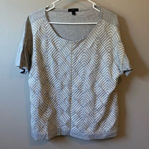 J. Crew Gray and White Short Sleeve Tee